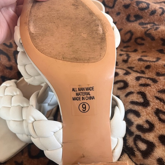 Soda Braided Double-Strap White Block Heel Sandals - Picture 5 of 6